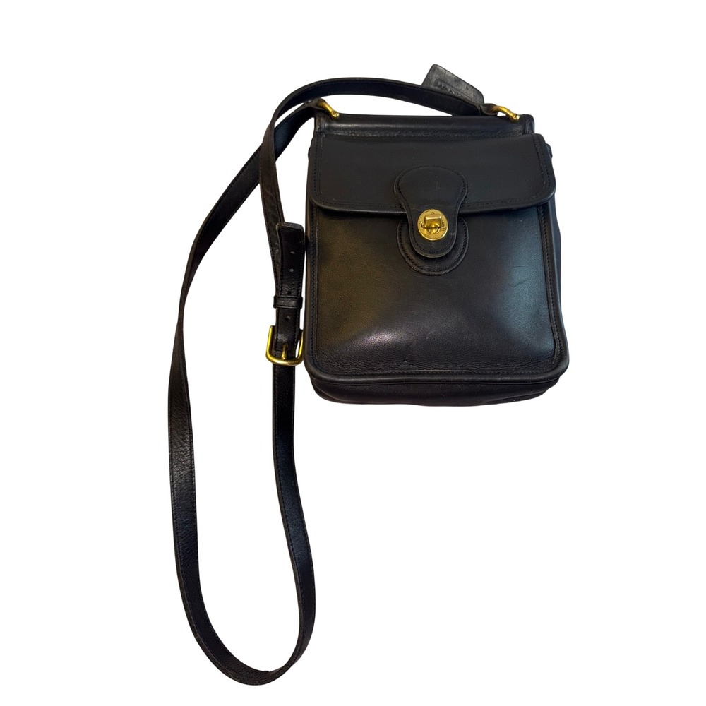 Vtg Coach Murphy Blk Leather Bag Crossbody Turnlock Brass Classic 9930 Mini - Picture 2 of 15